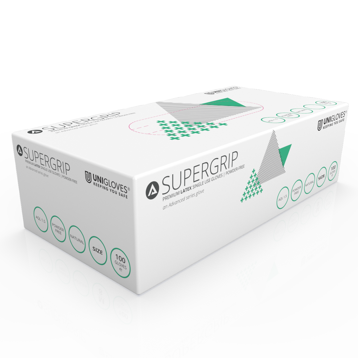 Unicare Supergrip Premium Latex Onderzoekshandschoenen Doos van 100